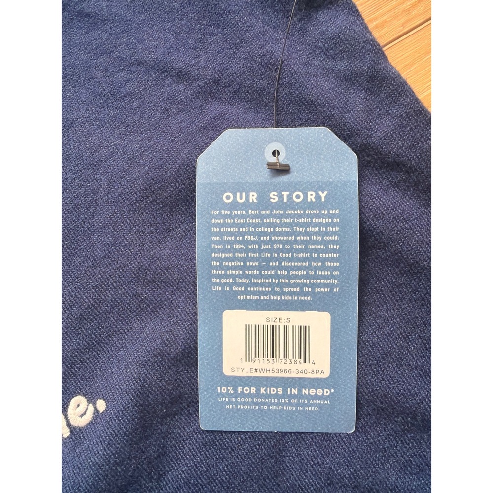 Life is Good Womens Be My Valentine Dog Heart Navy Blue Sweater size Small - Picture 4 of 9